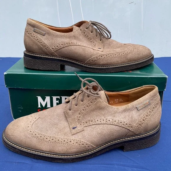 Mephisto Geffray Taupe Suede Wing Tip Suede Oxford